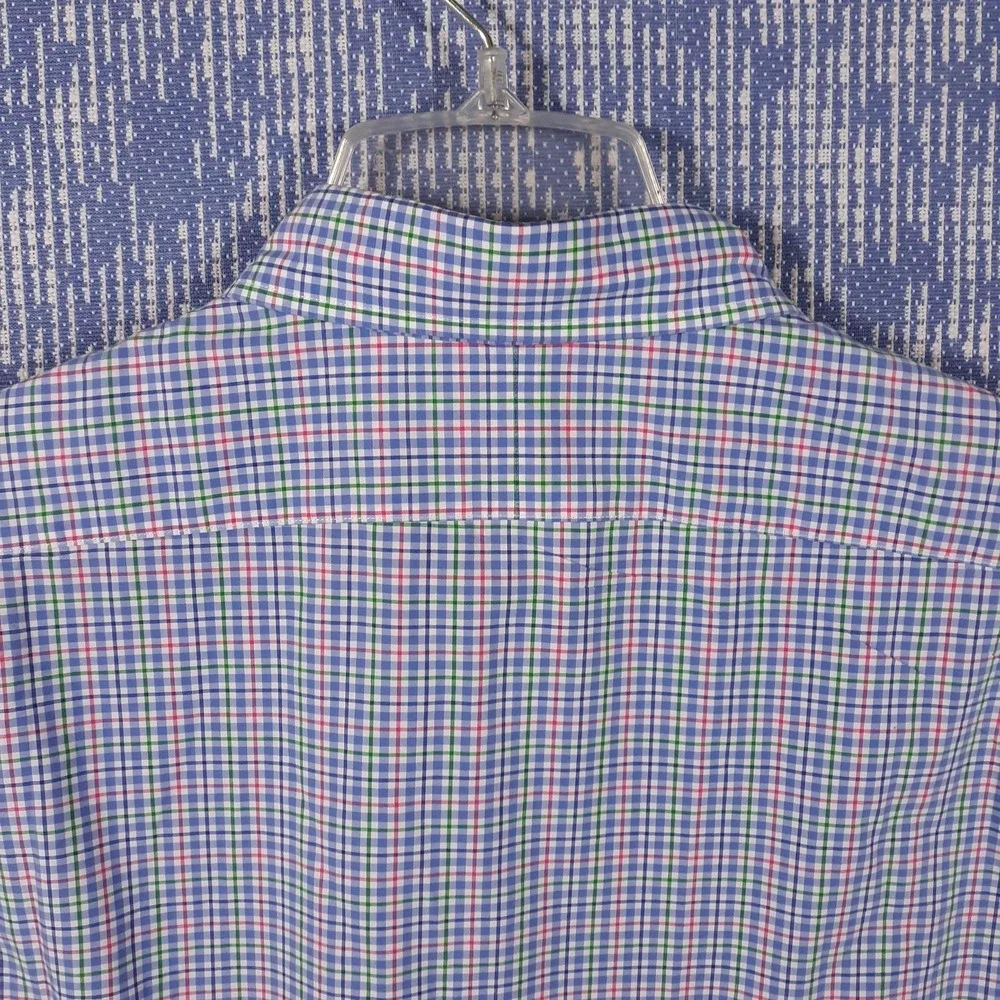 Polo Ralph Lauren Shirt Mens Large Plaid Blue Pony Logo 100% Cotton